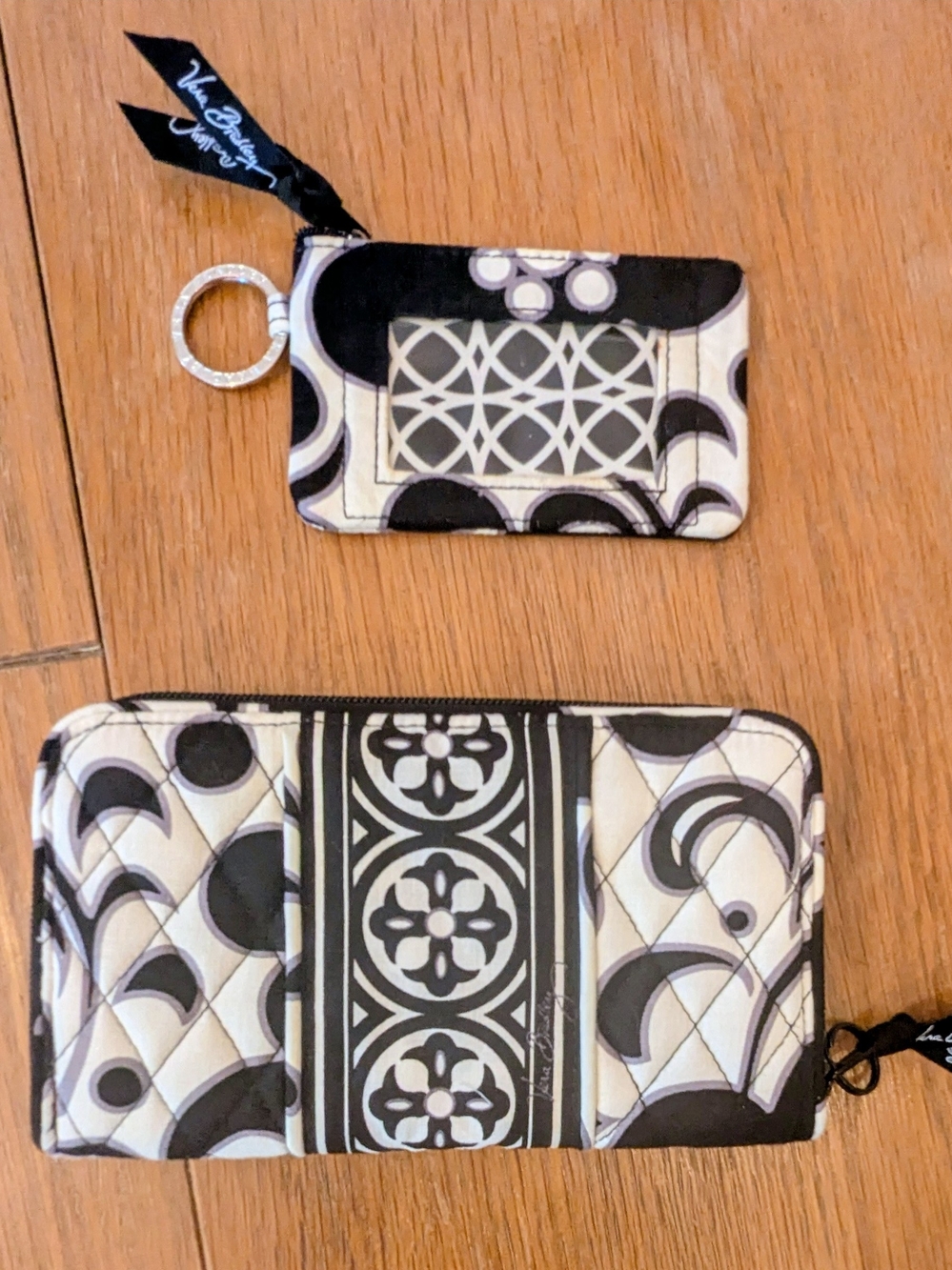 Vera Bradley Black & White Quilted Wallet with Matching Card Case